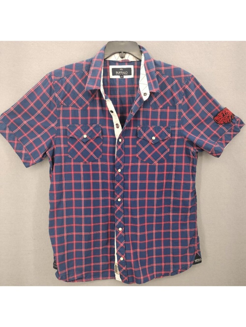 Buffalo David Bitton Shirt Men L SAYNO Short Sleeve Pearl Snap Button Western